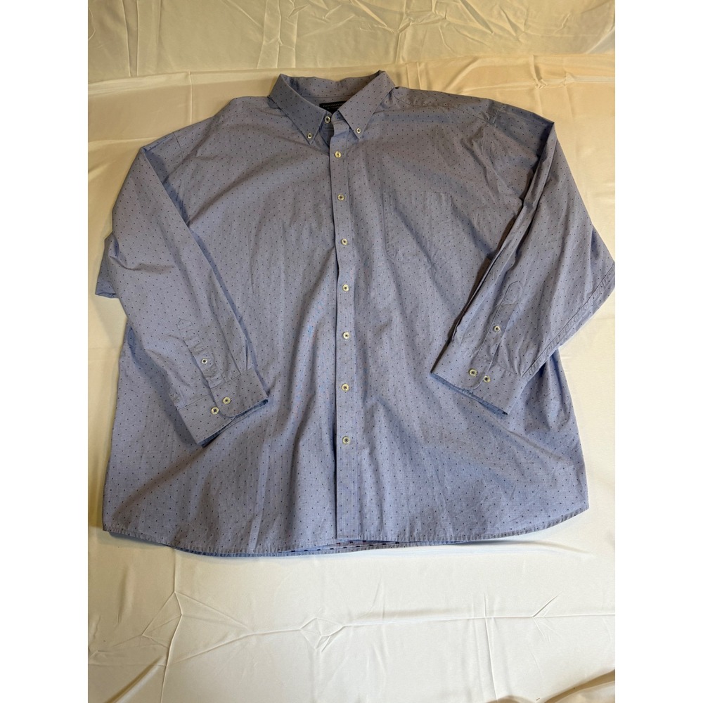 Roundtree & Yorke Mens 4XB Blue Micro Pattern Cotton Button Down Shirt LS